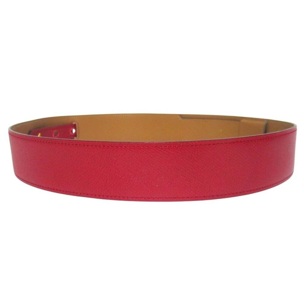 HERMES Kelly Leather Belt, Size 70, Red with Gold-colored Hardware, V Stamp, ... - Picture 2 of 6